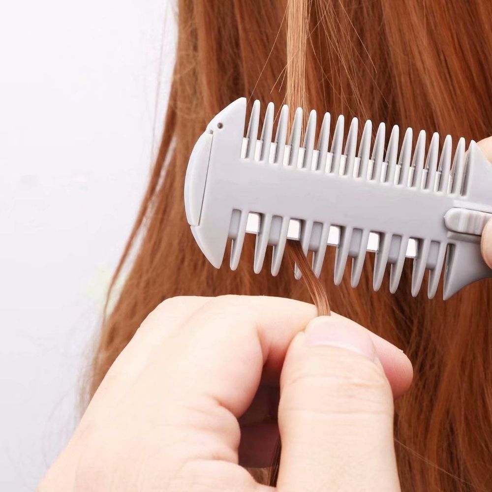 Hair Razor Comb,Hair Comb for Trimming with Removable Double Edge Razor Blades Professional For Hair Thinning & Hair Shaping(Gold)
