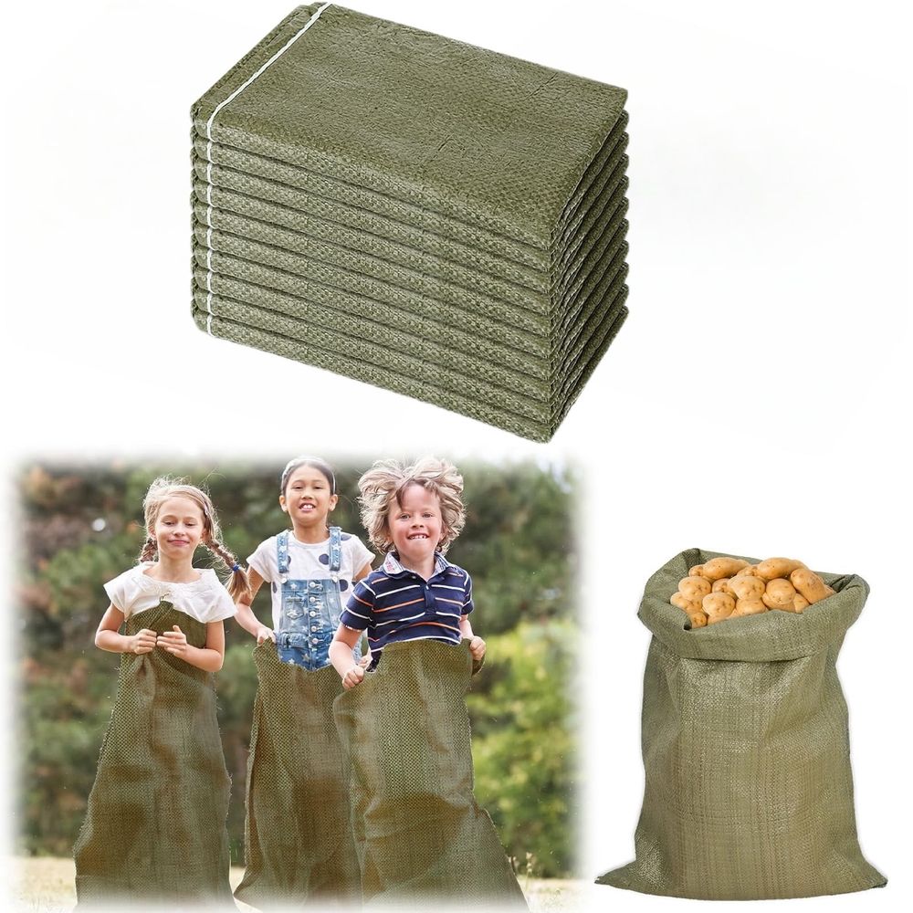 5 Pcs Potato Sack Race Bags, 24 x 40 inch Large Seed Sack for Adults Kids Outdoor Lawn Games, Outdoor Sports Games, Yard, Birthday, Family Reunion, Barbecue, Picnic, Storage