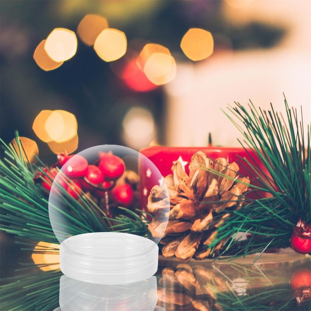 4 Pack Decorative Handicraft Snow Globe,Fillable Round Empty Ball,Transparent Plastic DIY Snow Globe,Decorative DIY Snow Globe Crafts,Display Commemorative Ball for Home Decoration
