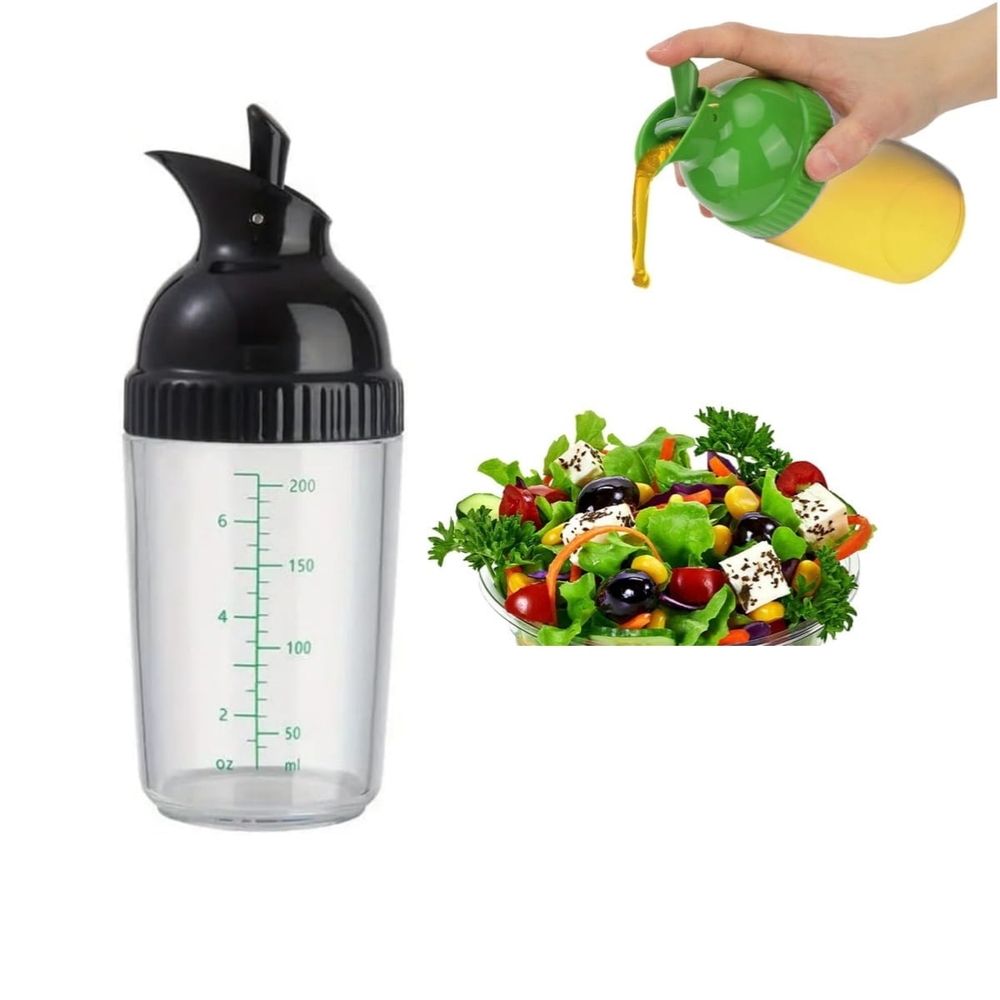 Salad Dressing Shaker, 6.76oz Plastic Clear Measuring Bottle for Mixing Ranch Homemade Sauce Container BPA Free Dripless Pour PP Dispenser Leak Proof Sealed Spout Lid (White)