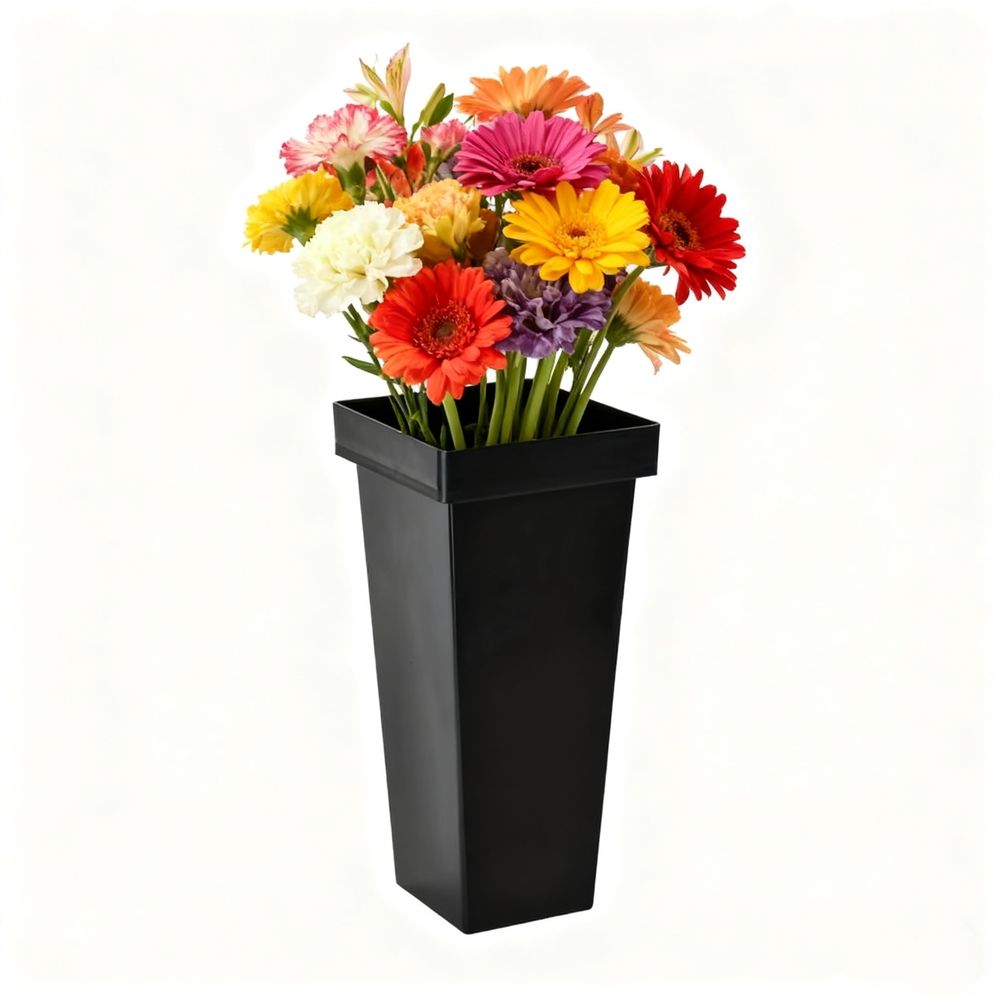 Plastic Flower Vase Tall Planters, Flower Pot, Patio Deck Indoor Outdoor Garden Tree Planters - 13.4 InchH (Green)