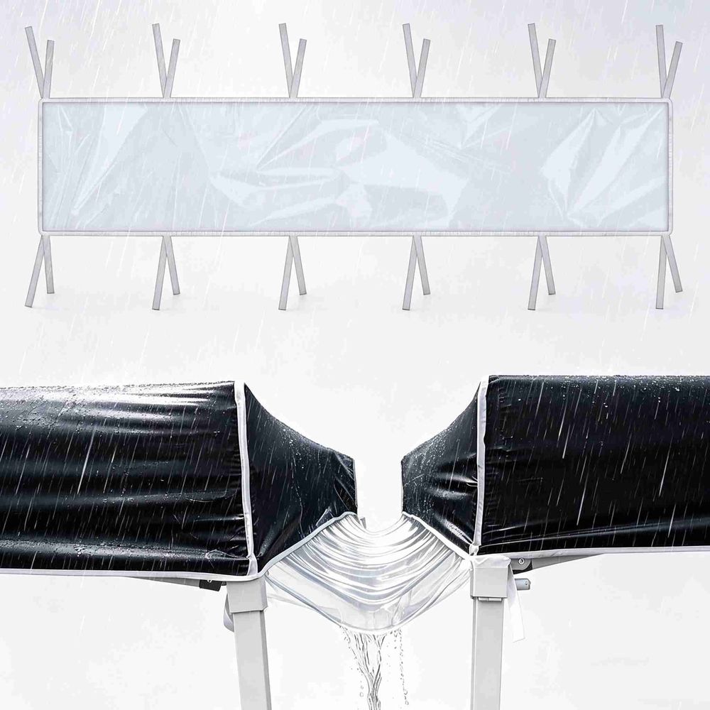 Rain Gutter for Pop Up Canopy, Reusable 10ft Waterproof Canopy Rain Gutter Between Tents, Clear Replacement Tent Gutter Accessory for Canopies