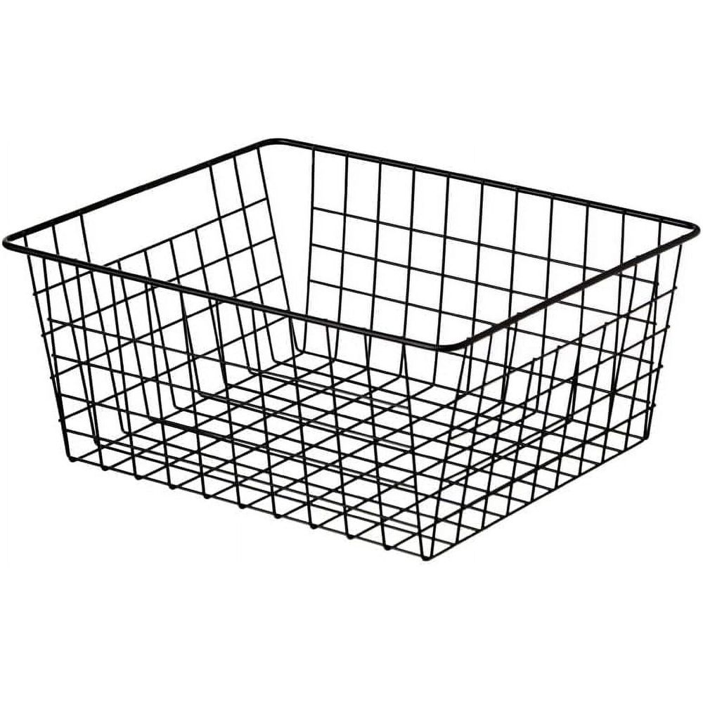 Wire Storage Baskets, Wire Baskets for Organizing,Premium Metal Storage Organizer Basket, Large Wire Basket for Home Office Kitchen, Black (14.2x11.3x6.3inch)