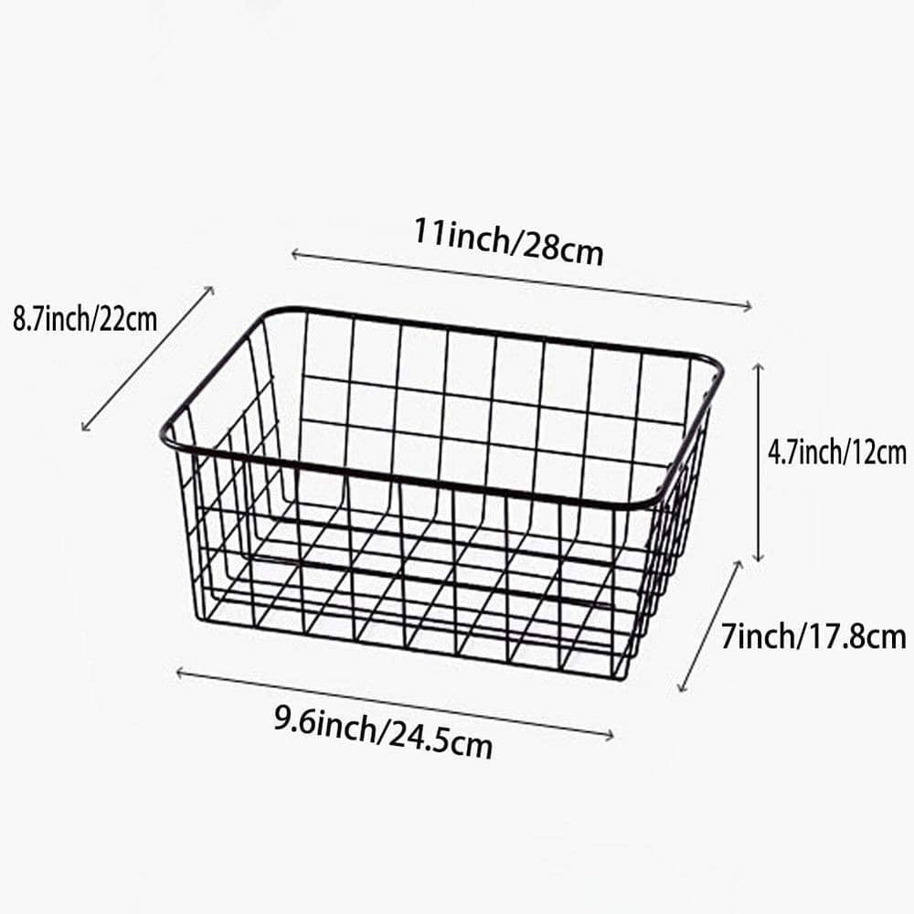 Wire Organizer Storage Bins Basket Small Size Organizer Bins with Handles for Fridge Storage Freezer, Office, Bathroom, Pantry Organization Black Wire Baskets ,1Pack