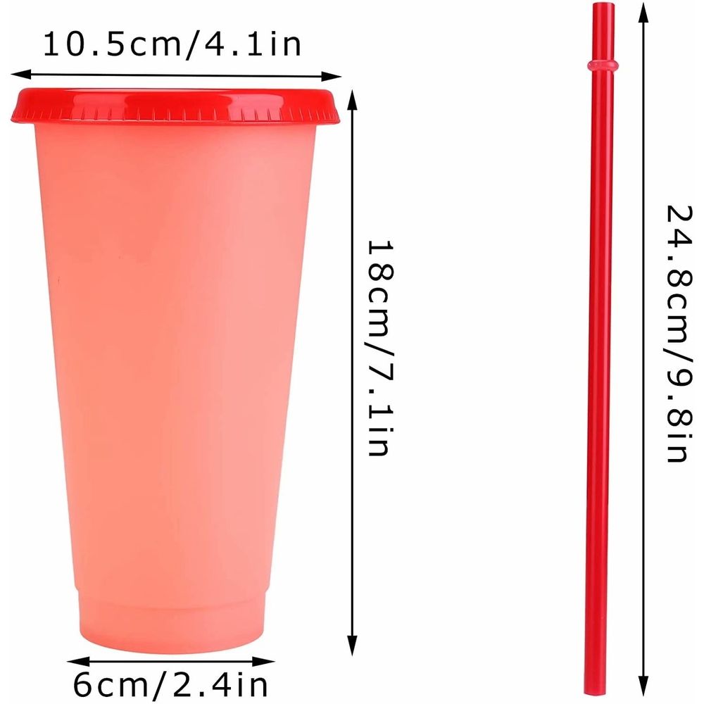 Color Changing Cups Tumblers with Lids & Straws - 5 Pack 24oz Reusable Plastic Cold Water Tumblers Iced Coffee Cups for Adults Kids