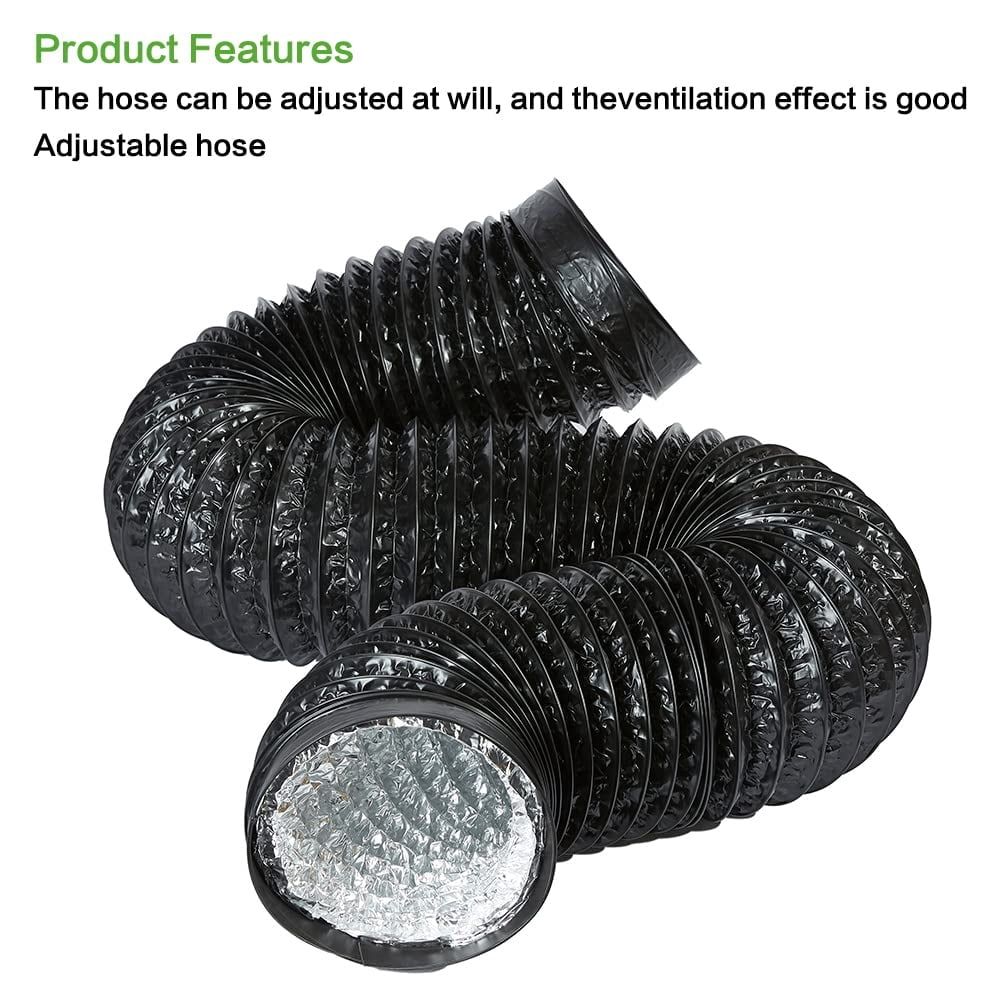 Dryer Vent Hose, 4 Inch x 5 Feet Non-Insulated Aluminum Foil Ducting for Clothes Dryer, Grow Tent, Exhaust Fan, Silver