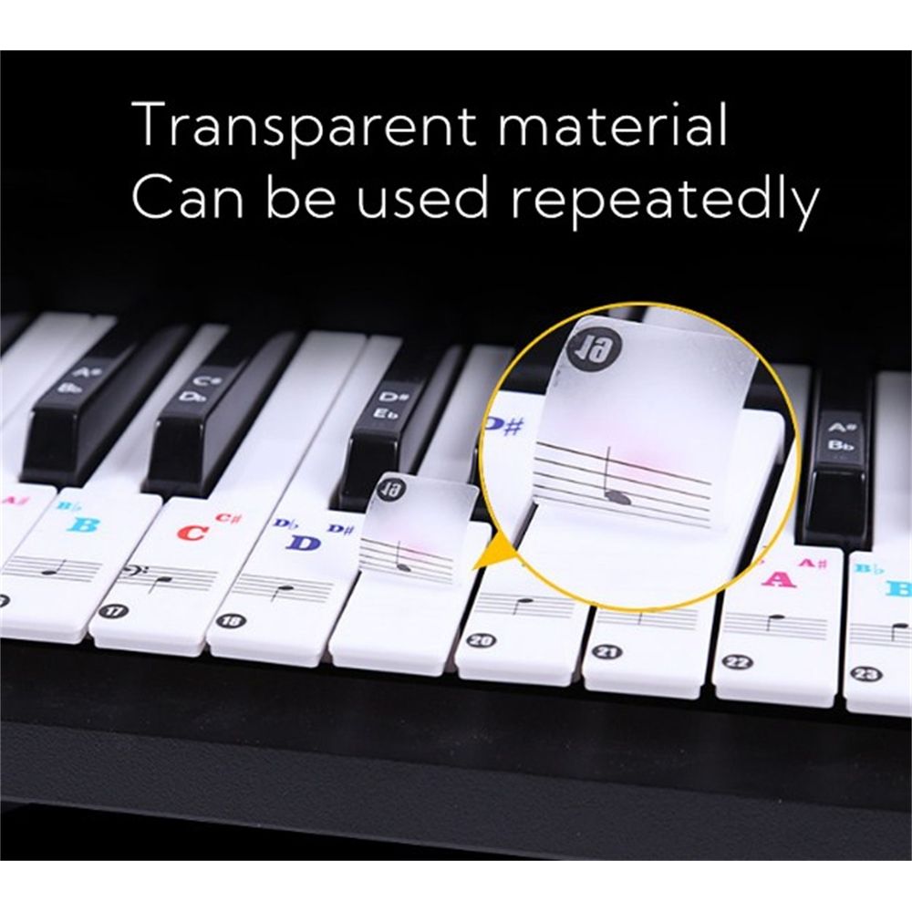 1 Pack Piano Keyboard Stickers for Beginners,Bold Large Letter Piano Stickers for Learning,Removable Piano Stickers for Keys 88/61/54/49/37,Black Letter Key Note Stickers for Kids Learning Piano