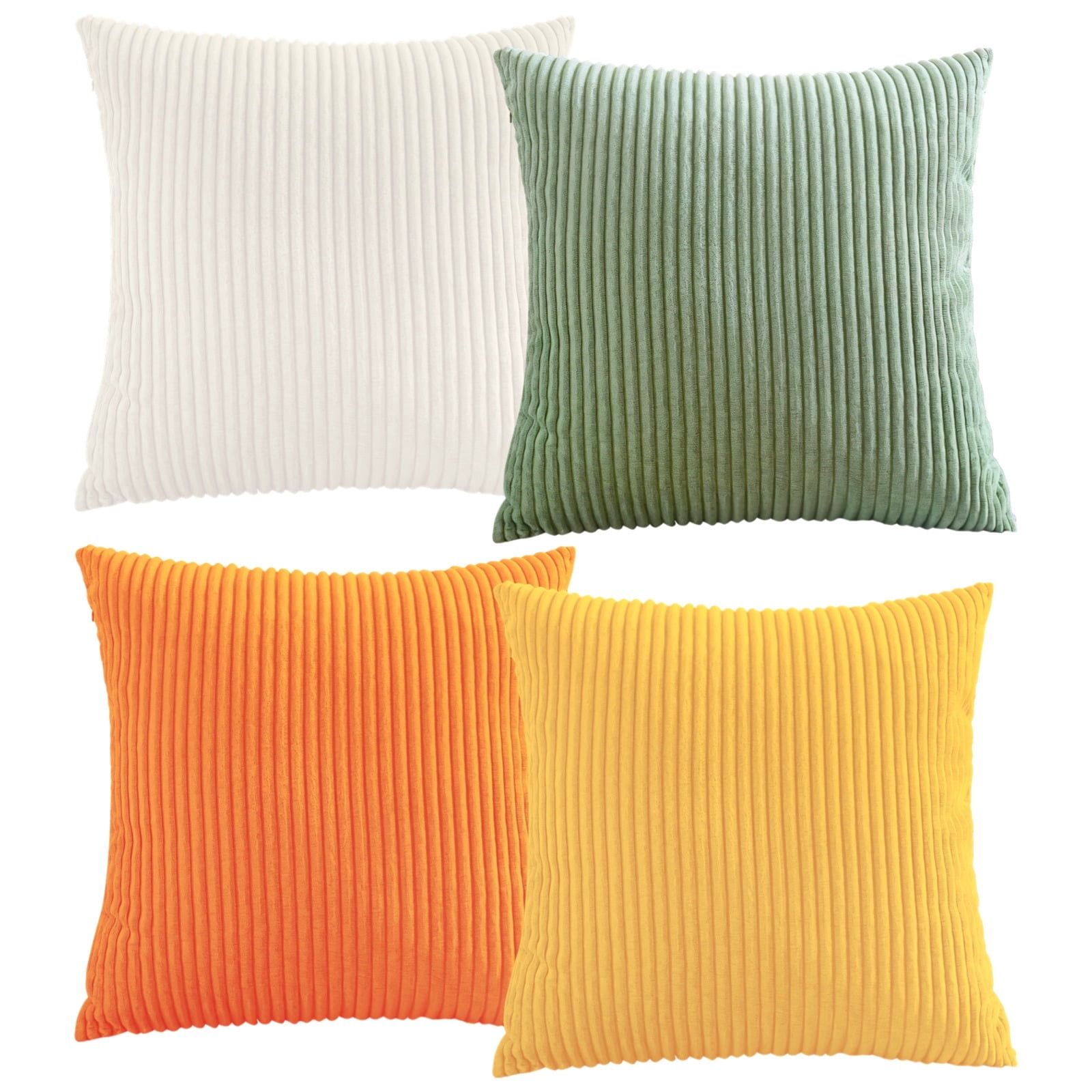 Throw Pillow Covers 18x18 Set of 4, Modern Boho Decorative Cushion Covers, Soft Corduroy Pillow Cases for Couch, Sofa, Bed, Living Room