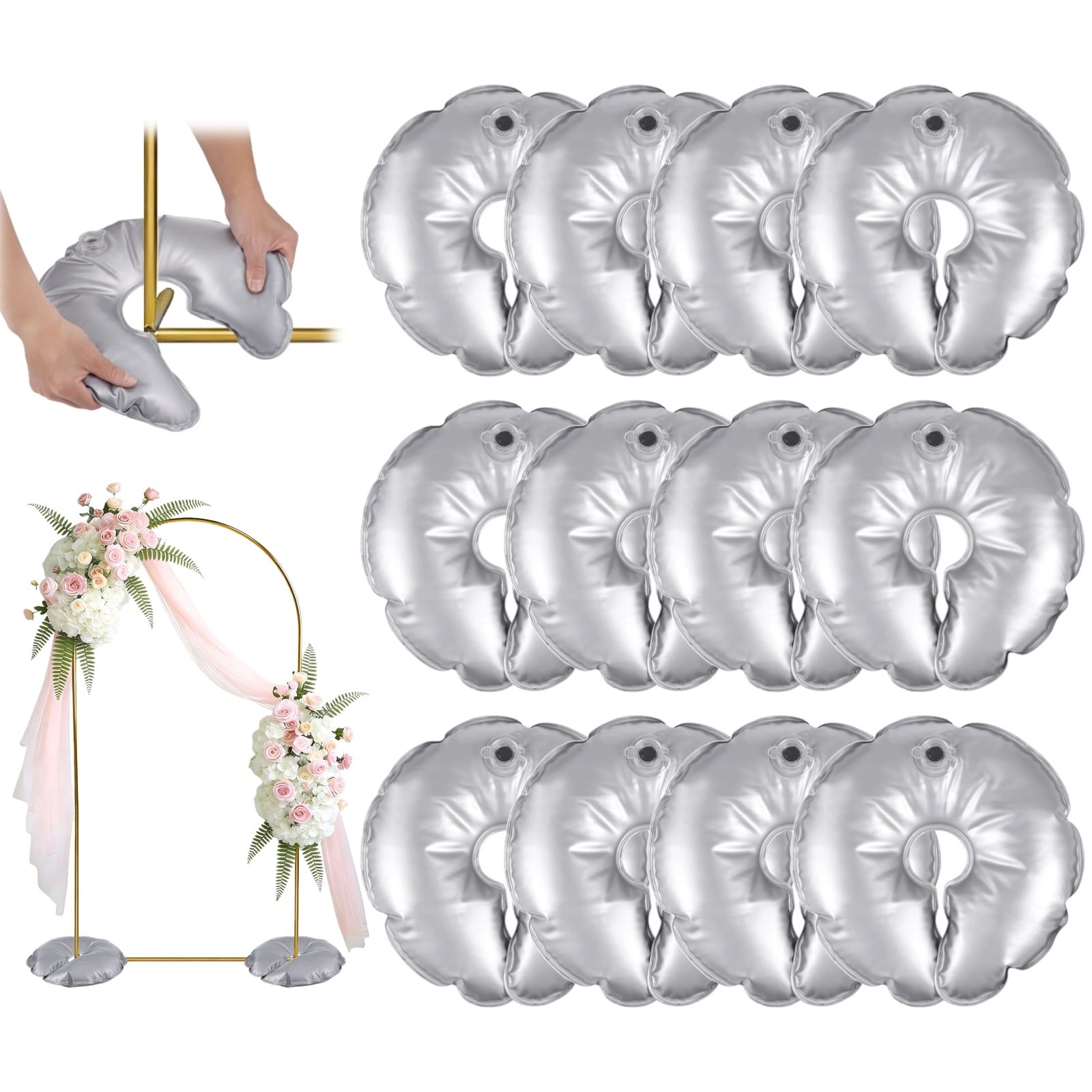 12PCS Water Weight Bags, Openable U-shaped Fillable Bags for Backdrop Stands, Balloon Arch Weights, Arch Frame Weighted Bases for Outdoor and Indoor Weddings, Graduations, Party