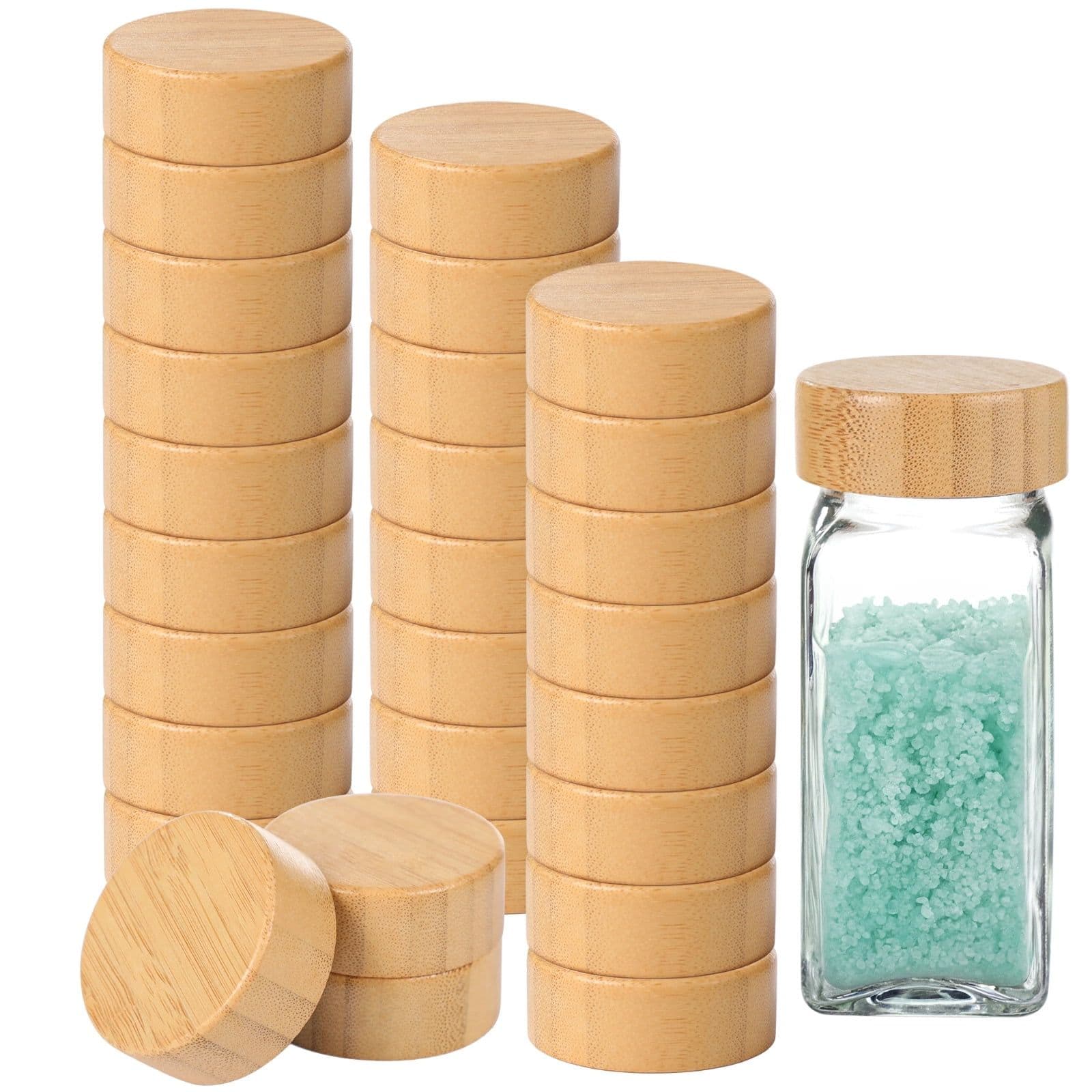40PCS Wood Jar Lids, Airtight Spice Jars Lids for 4oz Spice Jars, 1.6" Inner Diameter Jar Lids Reusable Can Wooden Lids Nice Sealing Kitchen Jars