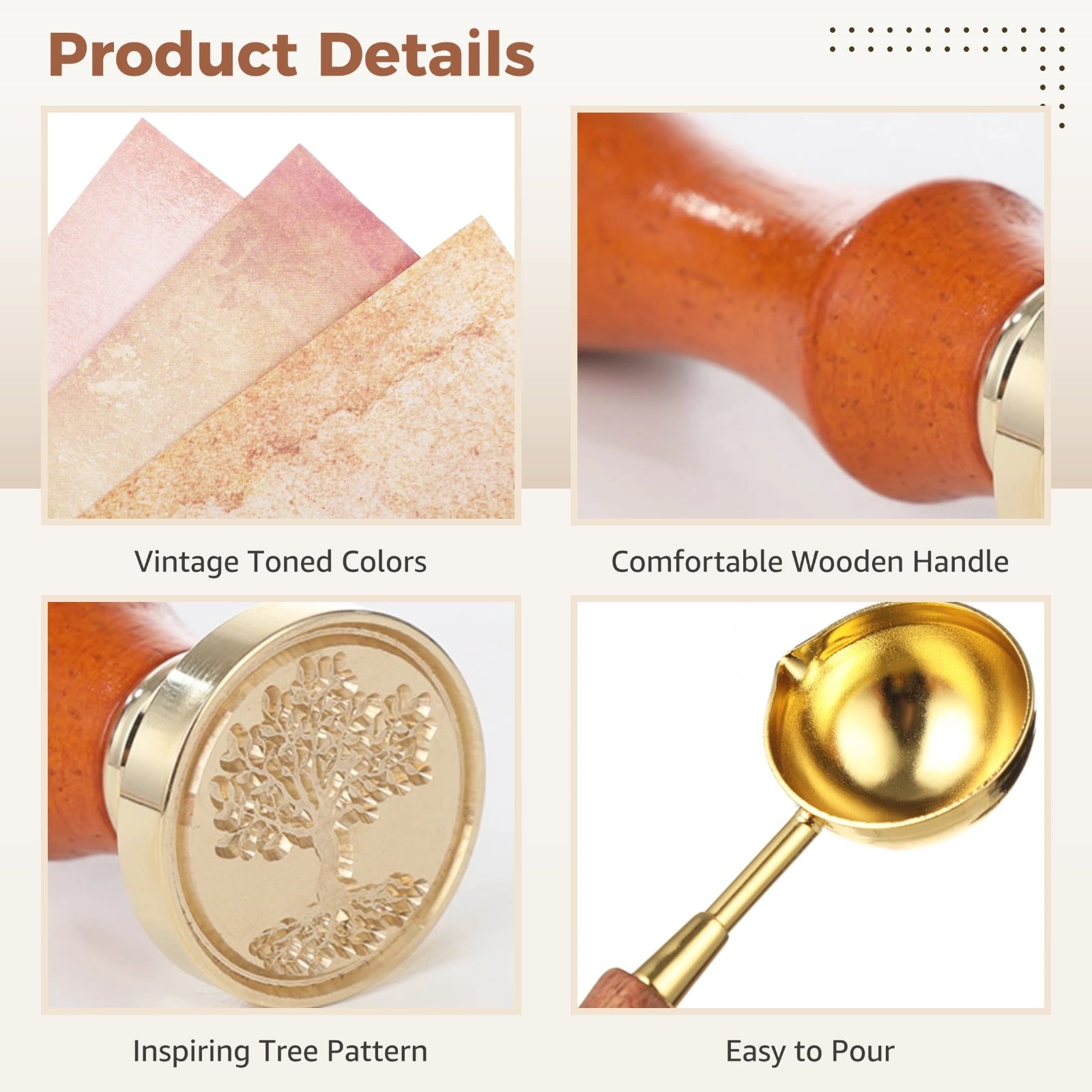 35PCS Vintage Writing Paper Envelope Set, Antique Style Stationery Kit with Wax Seal Stamp Sticks Spoon Tea Candles for Letters Wedding Festival Invitations Present Package DIY Crafts