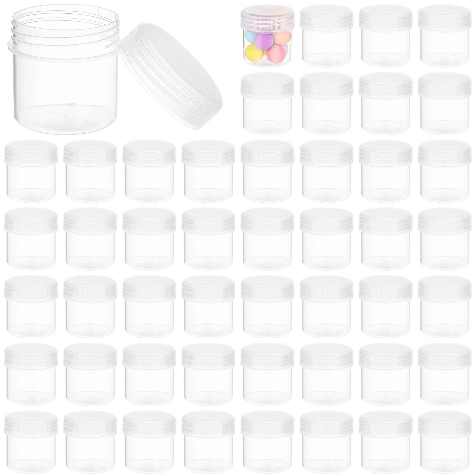 100PCS Plastic Jars with Lids, 1oz Small Plastic Containers, Transparent Sample Containers, Portable Refillable Empty Cosmetic Jars for Lotion, Creams, Rhinestones, Samples, Travel Organization