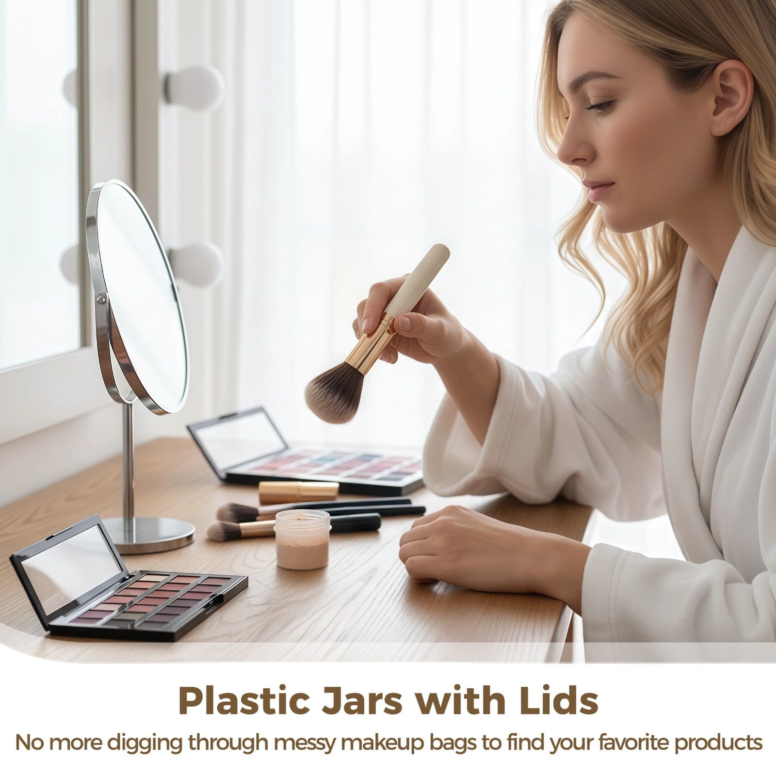 100PCS Plastic Jars with Lids, 1oz Small Plastic Containers, Transparent Sample Containers, Portable Refillable Empty Cosmetic Jars for Lotion, Creams, Rhinestones, Samples, Travel Organization
