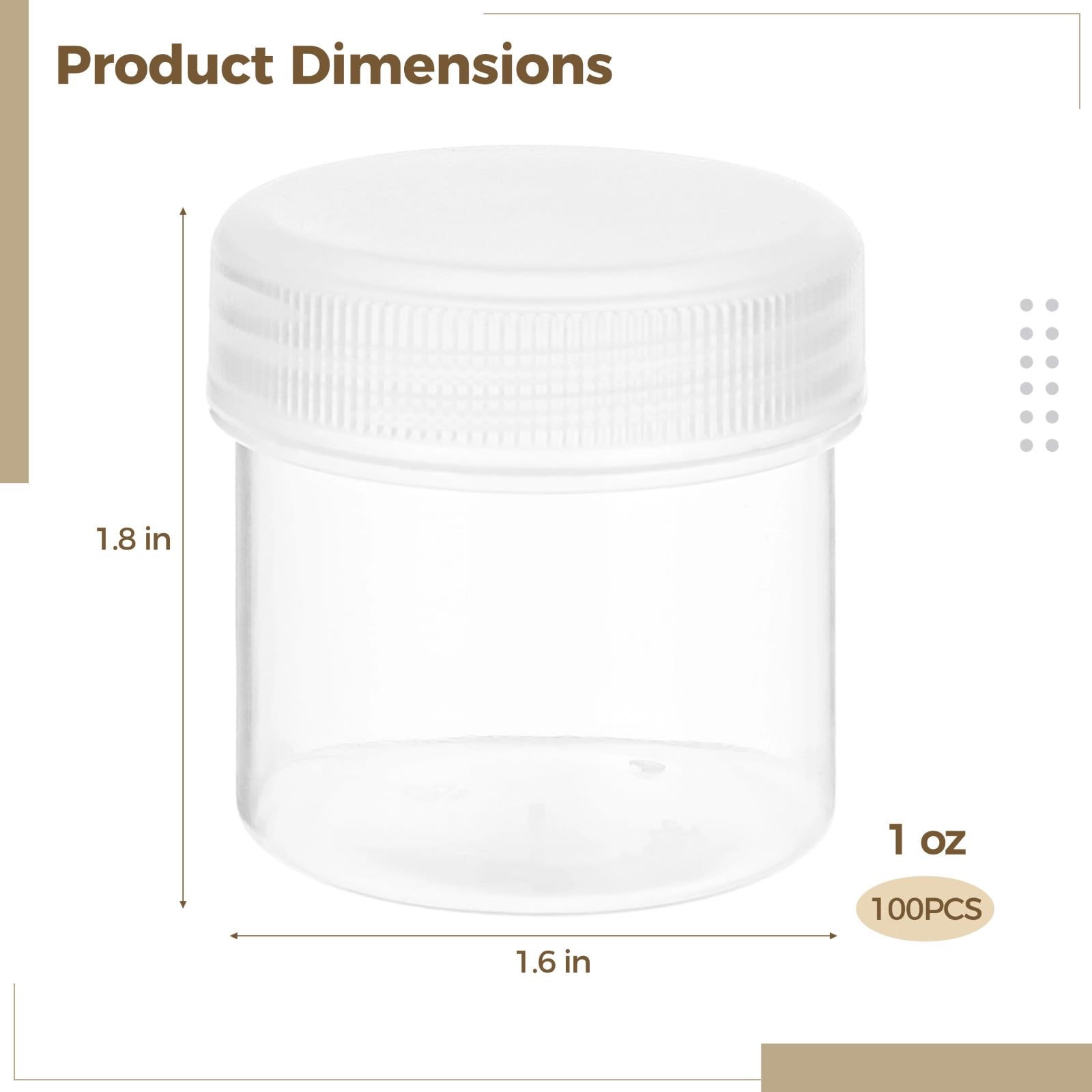 100PCS Plastic Jars with Lids, 1oz Small Plastic Containers, Transparent Sample Containers, Portable Refillable Empty Cosmetic Jars for Lotion, Creams, Rhinestones, Samples, Travel Organization