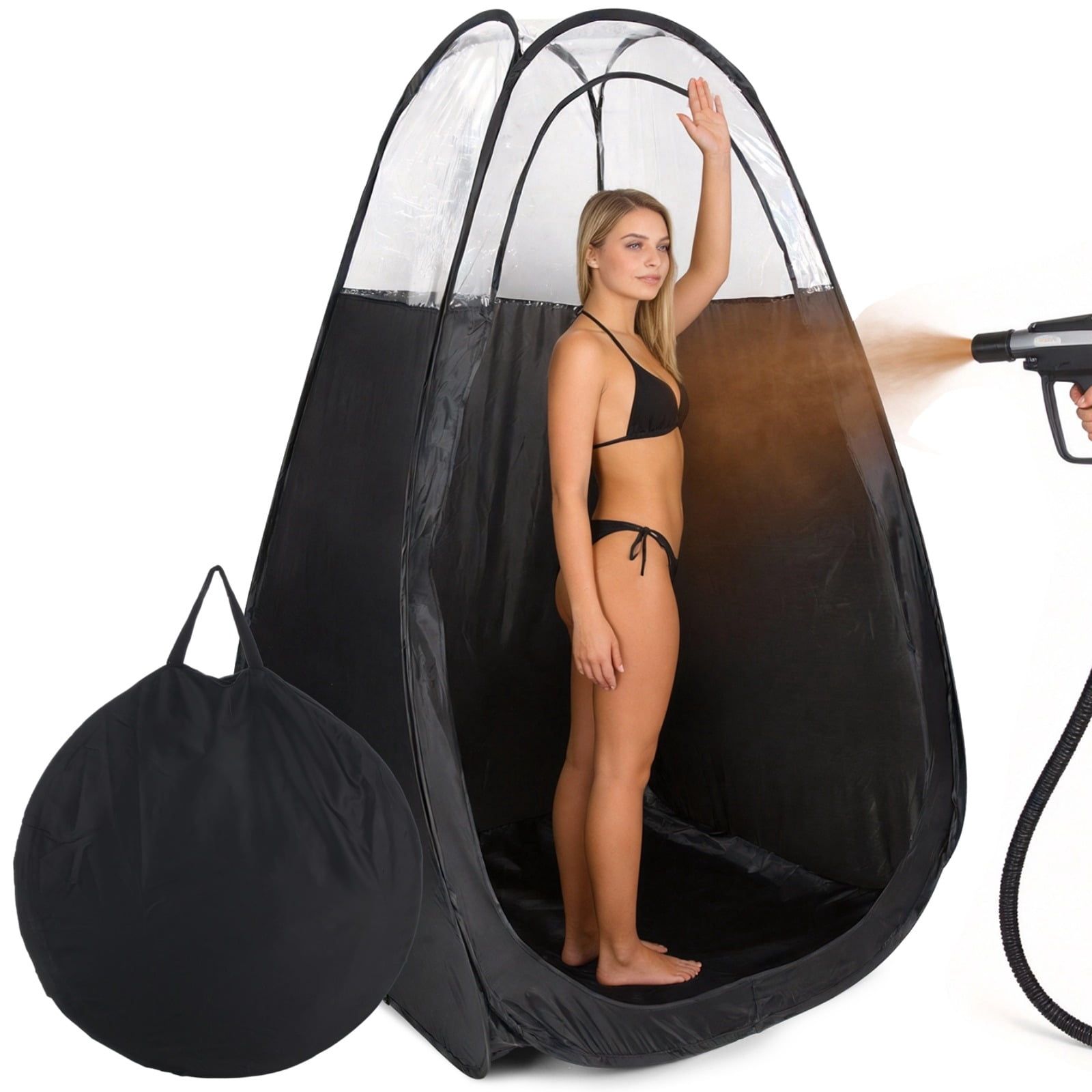 Large Spray Tan Tent, Quick Setup Portable Tanning Booth with Clear PVC Window, Foldable Spray Tanning Tent with Carry Bag, Easy Clean Spray Booth for Home Salon Use, 47 x 47 x 83 in