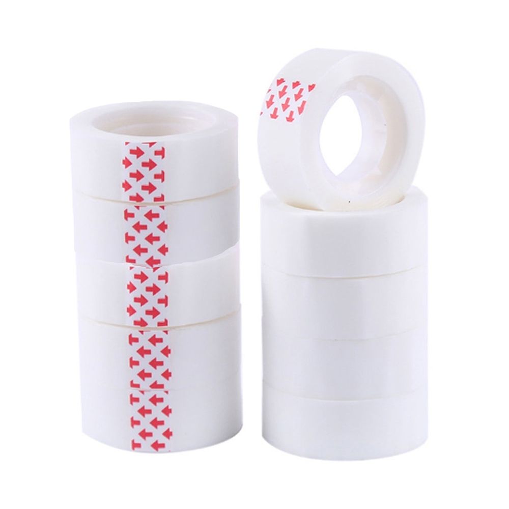 10-Pack Clear Transparent Tape Refill Rolls | 0.9" x 0.7" Size | Strong Adhesive for Office, School & Gift Wrapping | Fits Standard 1" Core Dispensers | Multipurpose Matte Tape for Documents & Crafts