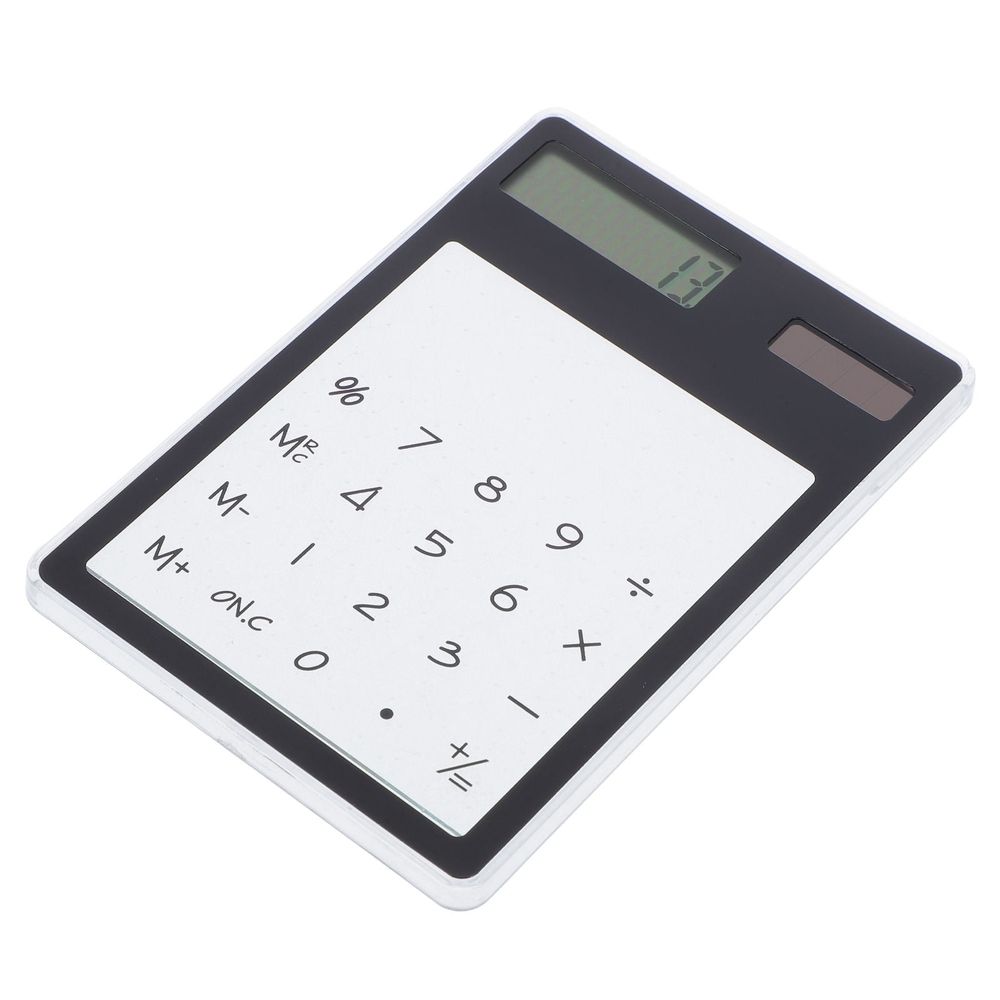Solar Powered Calculator with Transparent , Black Office Desk Calculator, 1