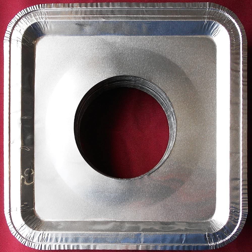 Aluminum Foil Square Gas Burner Disposable Heavy Thick Quality Bib Liners Covers (8.5" Square) (40 Pack)