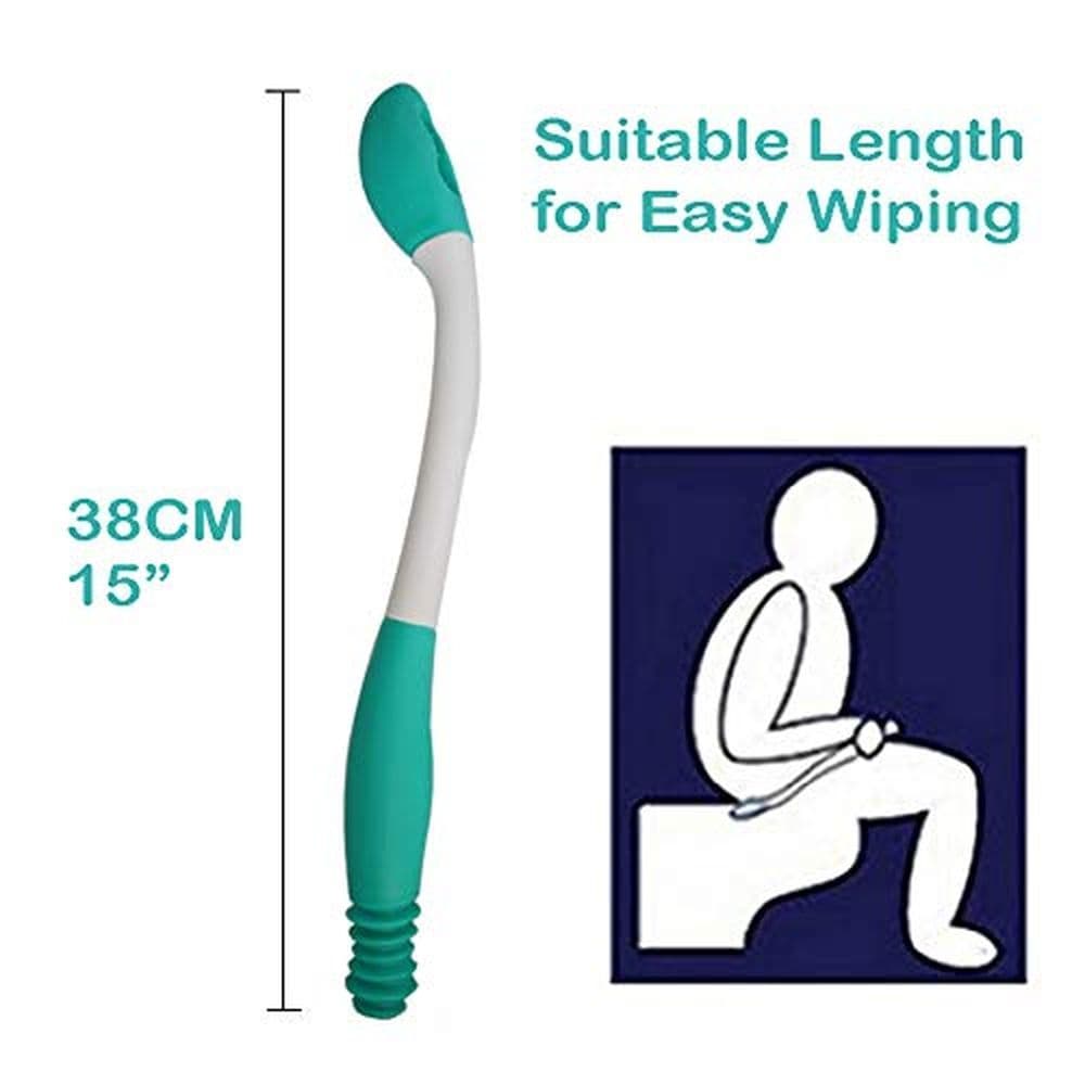 Toilet Aid Wiper Long Reach 15 Inch Silicone Comfort Wipe Tool for Seniors Pregnant Post Surgery Arm Handicap