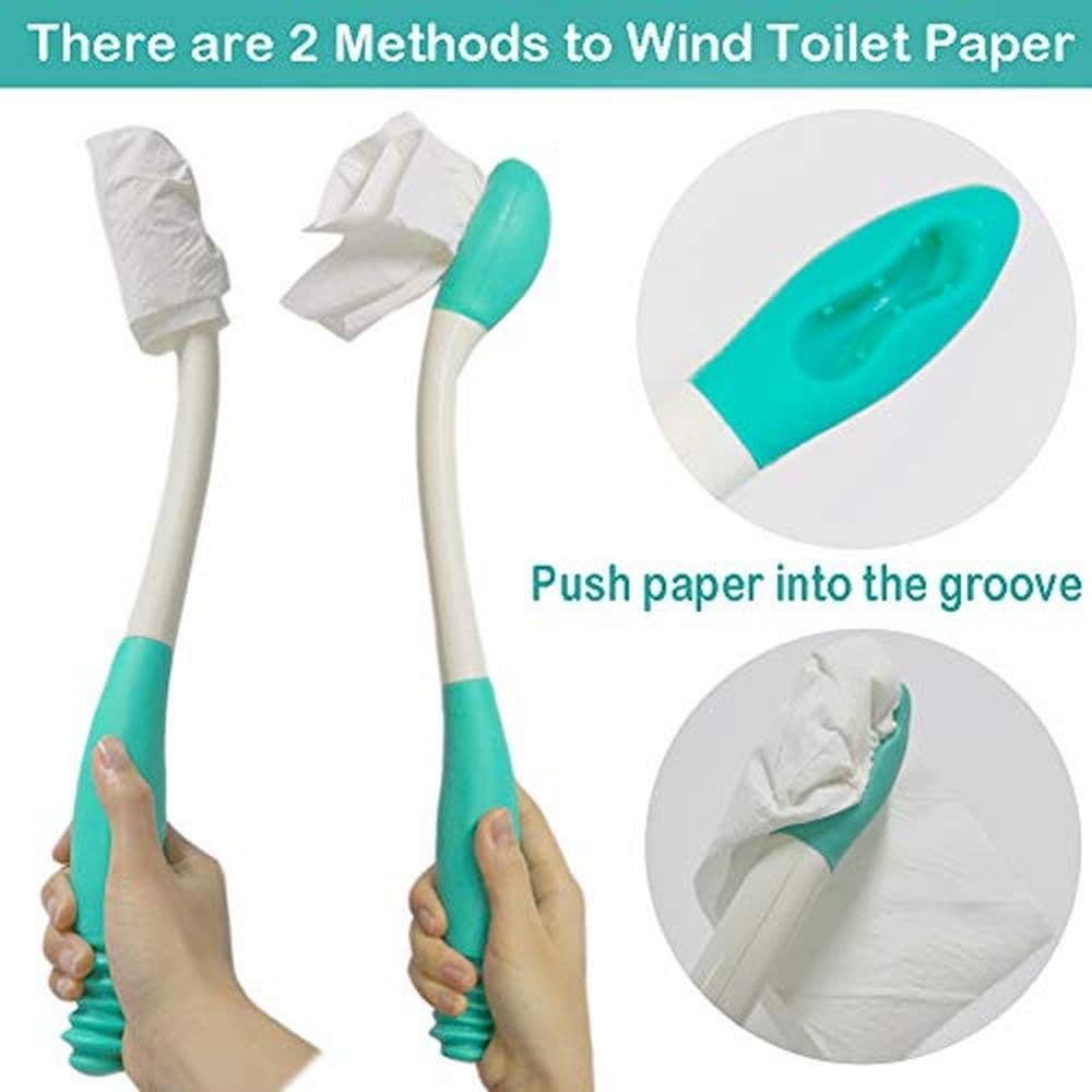 Toilet Aid Wiper Long Reach 15 Inch Silicone Comfort Wipe Tool for Seniors Pregnant Post Surgery Arm Handicap