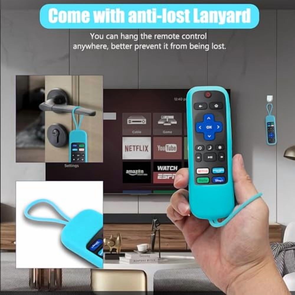2-piece set - Silicone remote control set - Sleeve leather smart TV control replacement set - Night light (green blue)