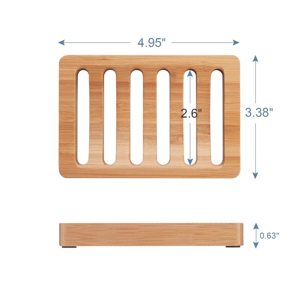 Soap Holder Soap Dish, Bamboo Soap Dish, 2 Pack Wood Soap Holder, Bar Soap Holder for Shower, Soap Tray Self Draining, Soap Saver for Shower, Bathroom, Kitchen, Home(Natural Color)