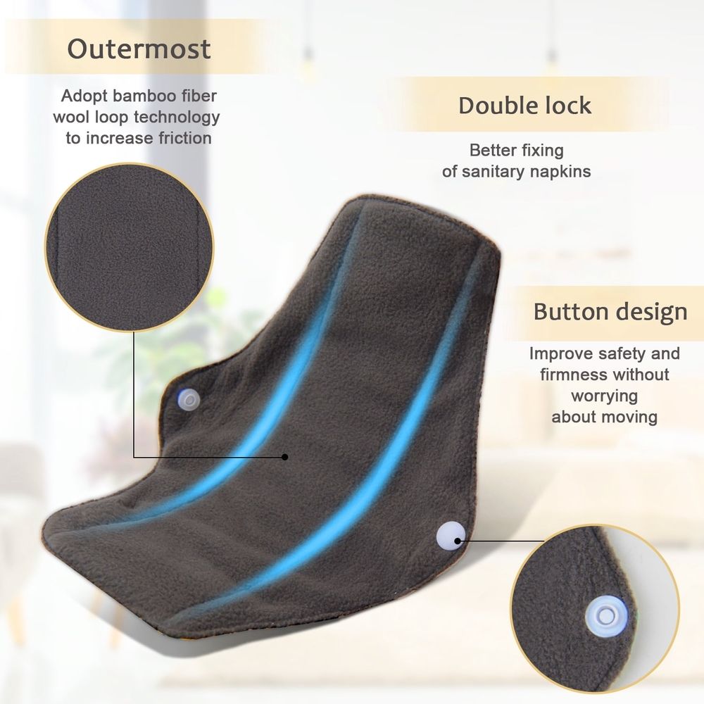 6 in 1 Reusable Menstrual Pads,5 PCs Sanitary Pad Set with Wings Waterproof Washable Sanitary Menstrual Cloth Pads Panty Liners for Women