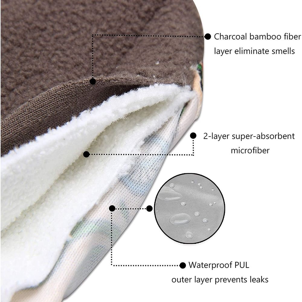 6 in 1 Reusable Menstrual Pads,5 PCs Sanitary Pad Set with Wings Waterproof Washable Sanitary Menstrual Cloth Pads Panty Liners for Women