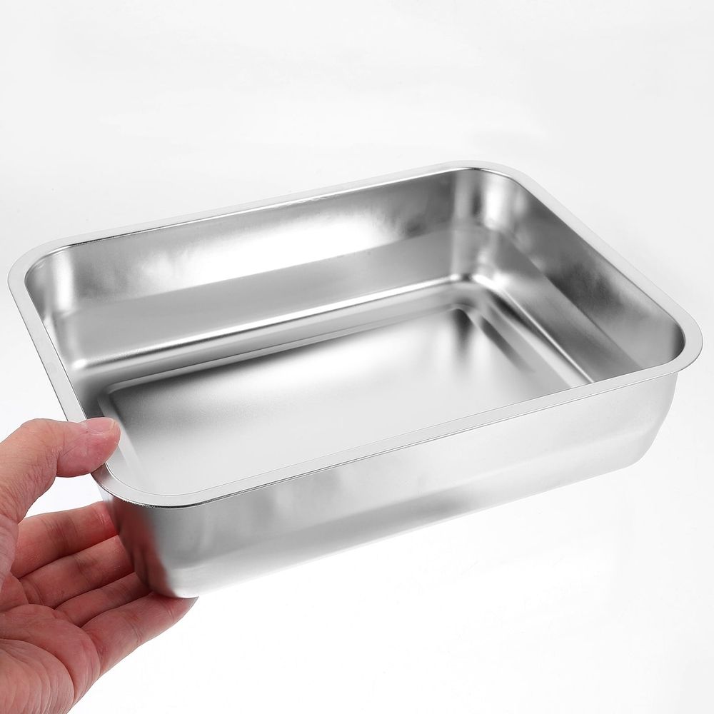 Elegant Stainless Steel Roasting Pan, Plated Silver, Perfect for Grilling At Home