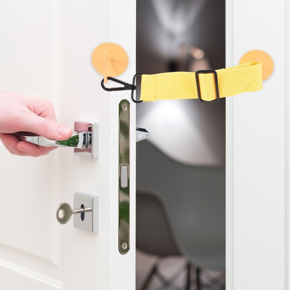 Pet Door with Wear-Resistant Yellow Cloth Strap and Easy Punch-Free Installation Design