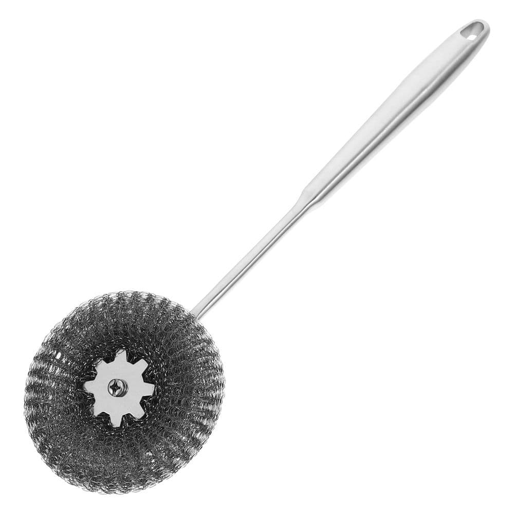 Stainless Steel Dish Brush Non-Scratch Ergonomic Grip 37cm Silver