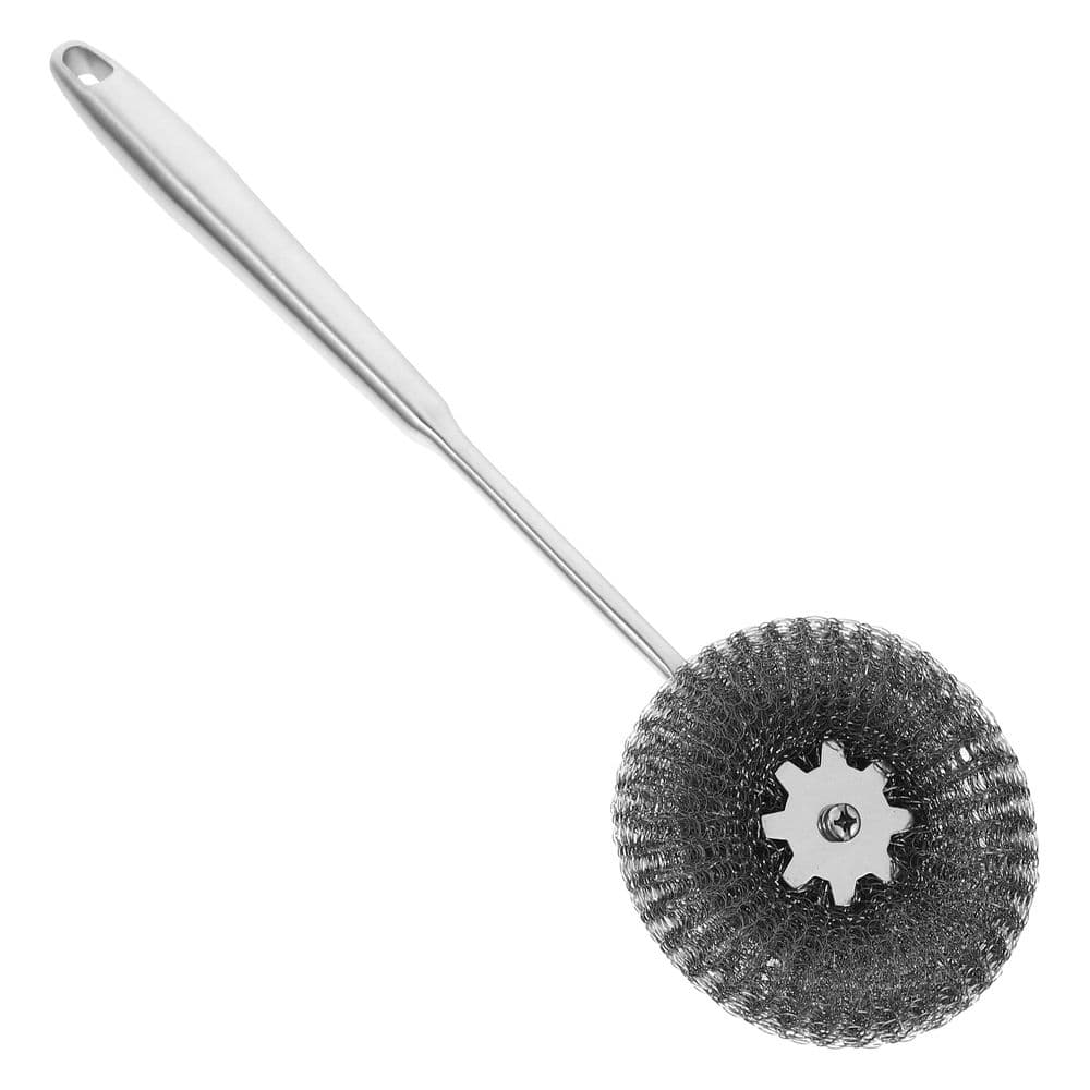 Stainless Steel Dish Brush Non-Scratch Ergonomic Grip 37cm Silver