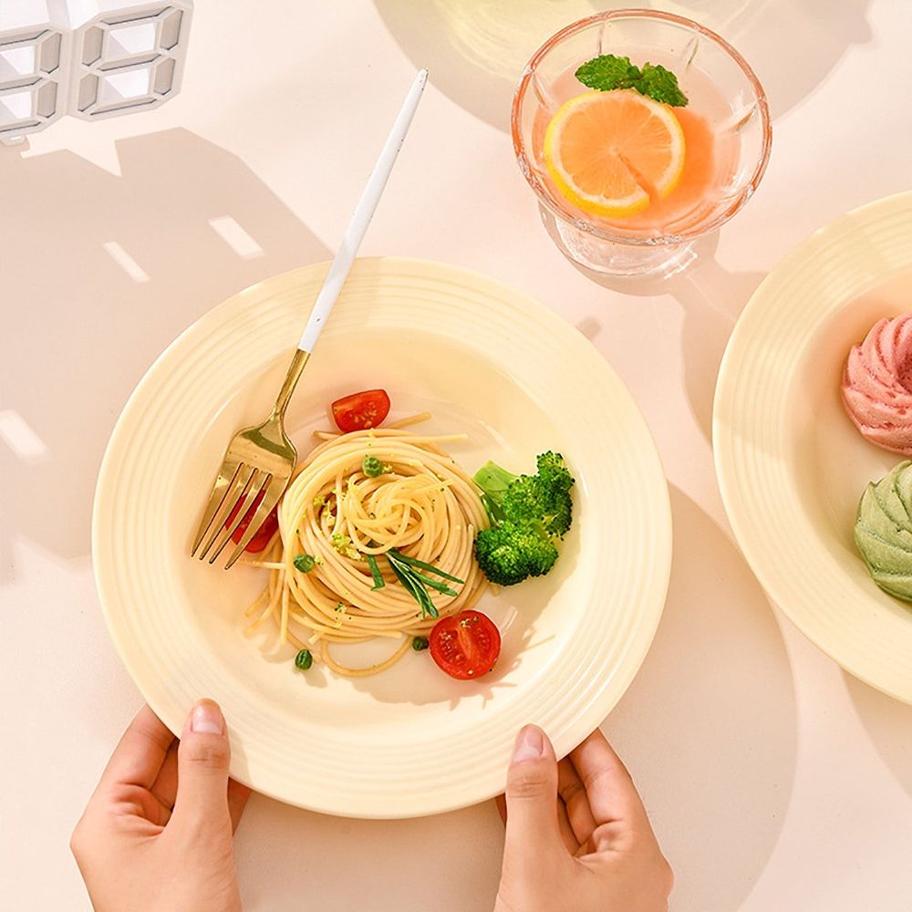 Wide-Rim Pasta Bowl, Plastic Shallow Bowl, Modern Restaurant-Style Dinnerware for Pasta, Salad & Balanced Meals, Dishwasher & Microwave Safe