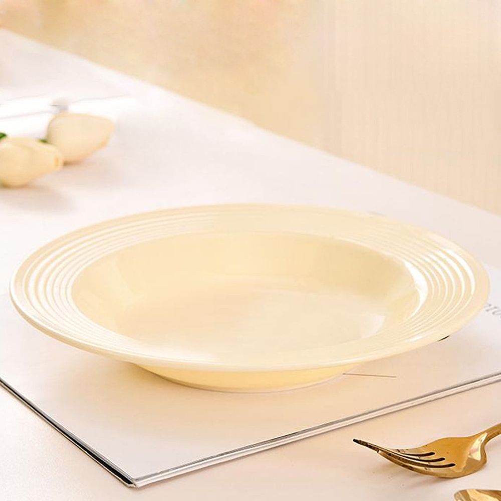 Wide-Rim Pasta Bowl, Plastic Shallow Bowl, Modern Restaurant-Style Dinnerware for Pasta, Salad & Balanced Meals, Dishwasher & Microwave Safe