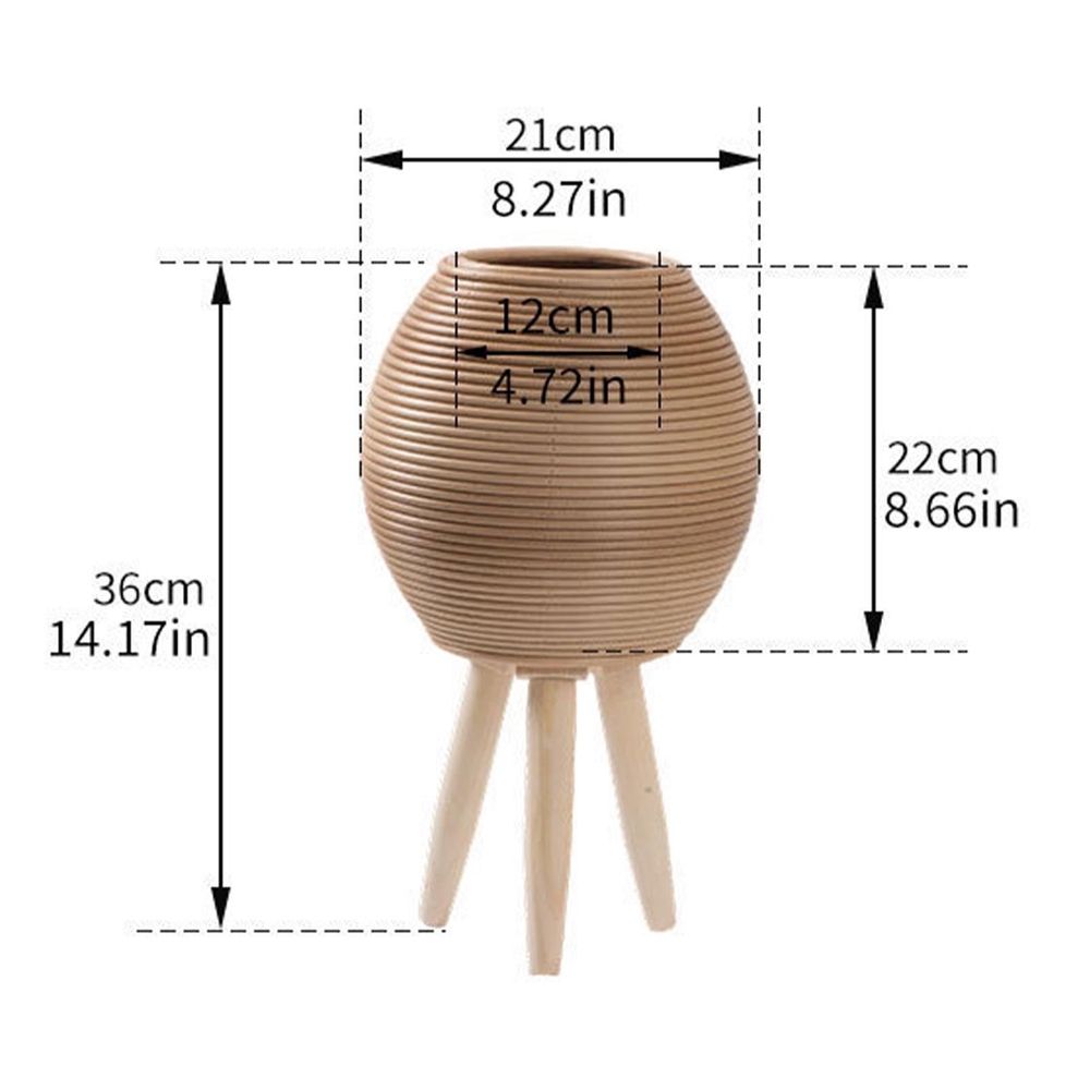 Wicker Plant Stand, Mini Rattan Woven Plant Stand with Wooden Legs for Indoor Plants, Light Brown Basket Plants Holder for Home Office Cafe Decorations