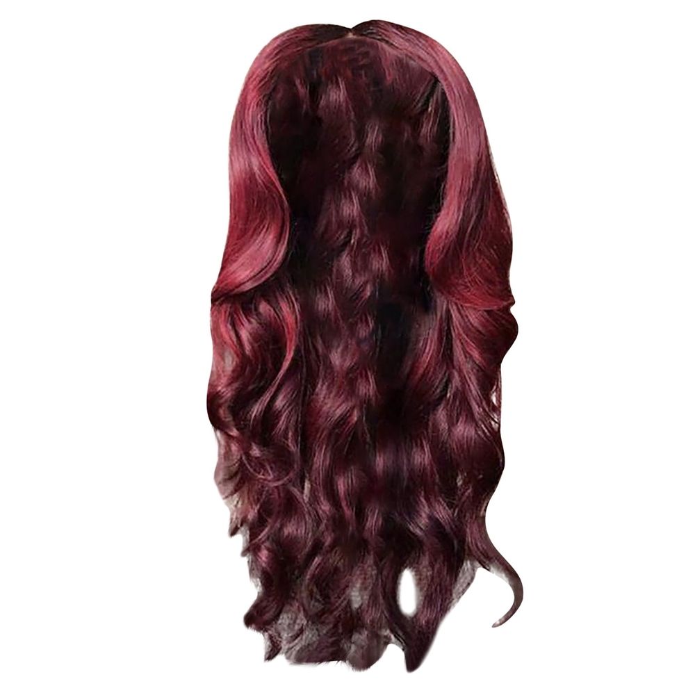 Wig Women's Wine Red Long Curly Hair Large Wig Headcover