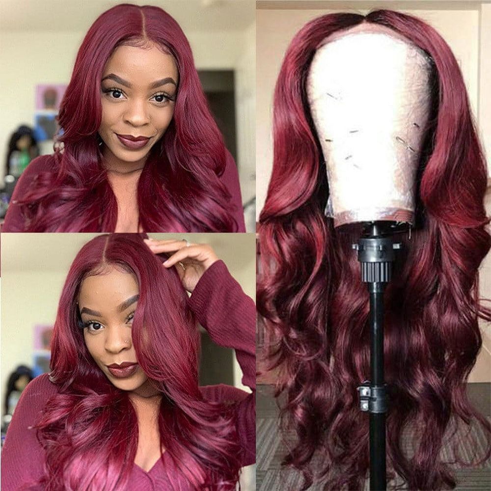 Wig Women's Wine Red Long Curly Hair Large Wig Headcover