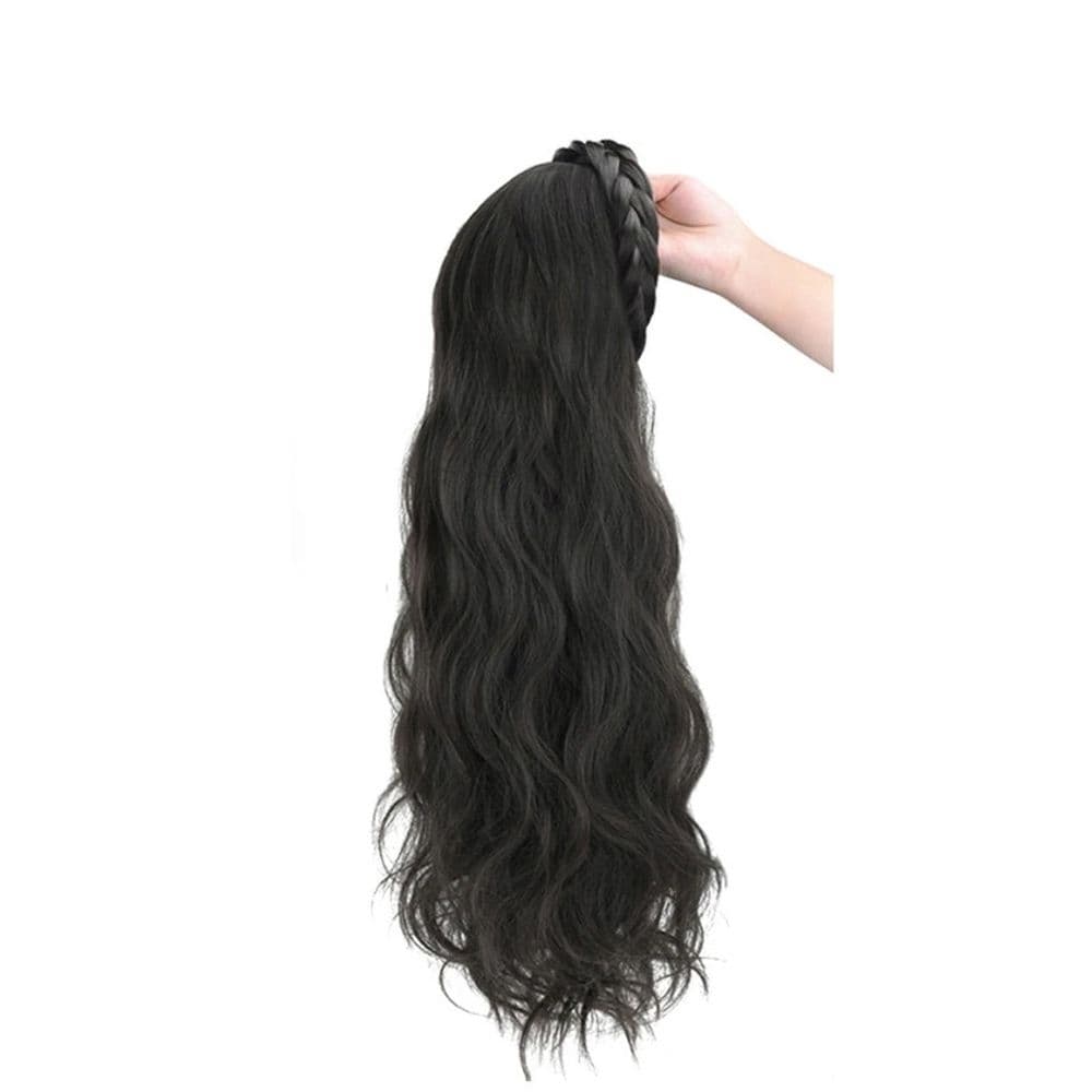 26inch Long Curls Hairpiece Headband Wig Synthetic Cover Wig Natural Curls Half Wig Braid Hair Accessories