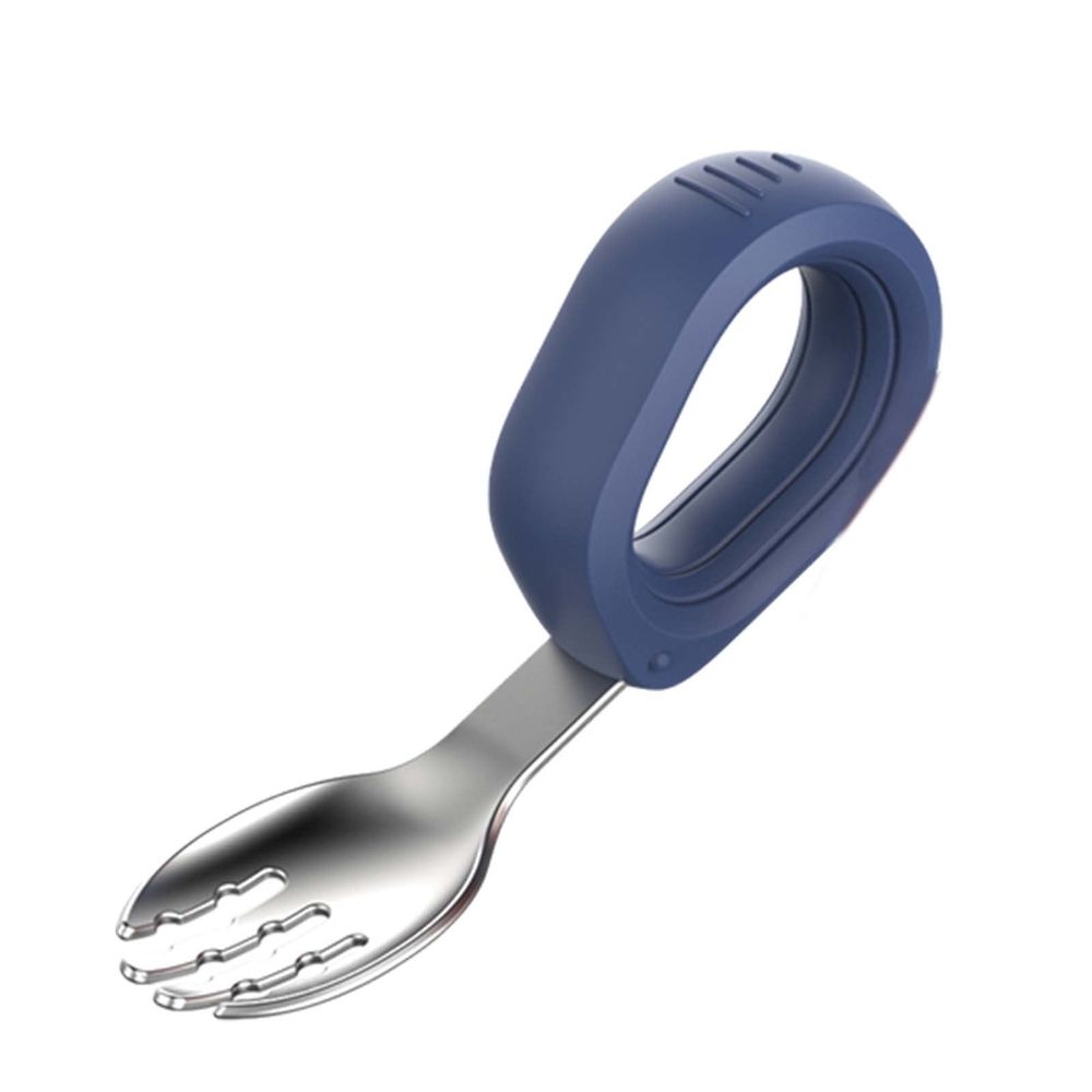 Baby Self Feeding Training Spoon And Fork Set, Cute Circle Toddler Training Utensils, Silicone Tableware Set Spoons Fork, Baby Eating Essentials