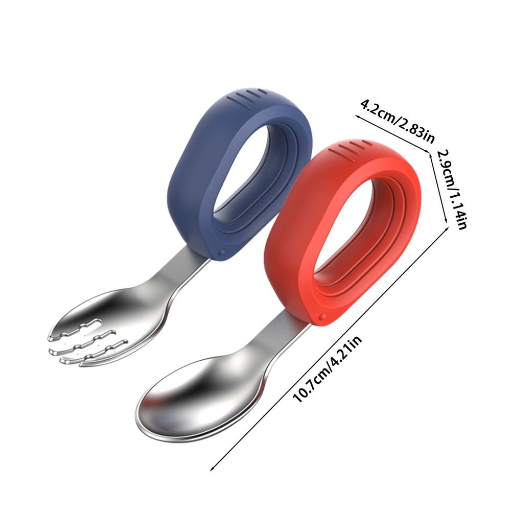 Baby Self Feeding Training Spoon And Fork Set, Cute Circle Toddler Training Utensils, Silicone Tableware Set Spoons Fork, Baby Eating Essentials