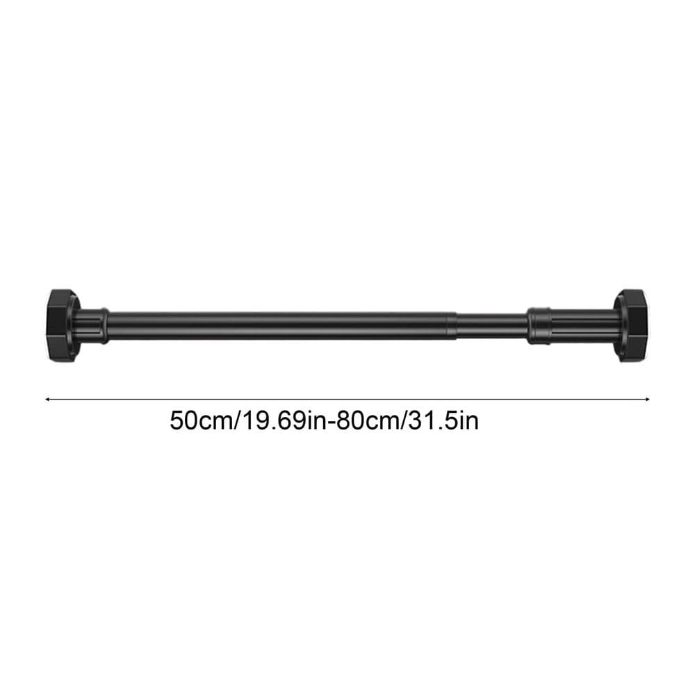 Adjustable Shower Curtain Rod | No-Drill Stainless Steel Tension Pole | 50-80cm Telescoping Design | Space-Saving Bathroom Organizer | Heavy-Duty Metal Rail for Curtains & Drying | Black Finish