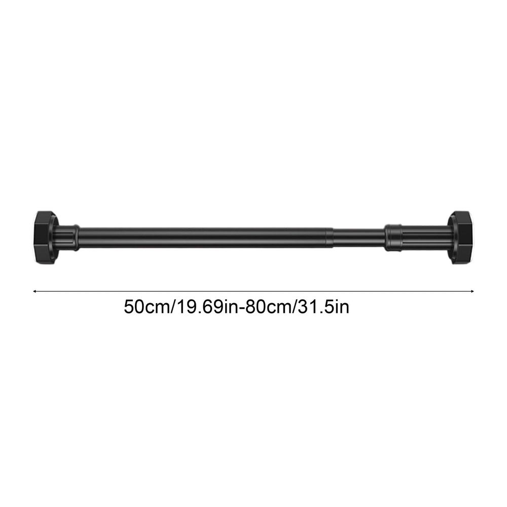 Adjustable Shower Curtain Rod | No-Drill Stainless Steel Tension Pole | 50-80cm Telescoping Design | Space-Saving Bathroom Organizer | Heavy-Duty Metal Rail for Curtains & Drying | Black Finish
