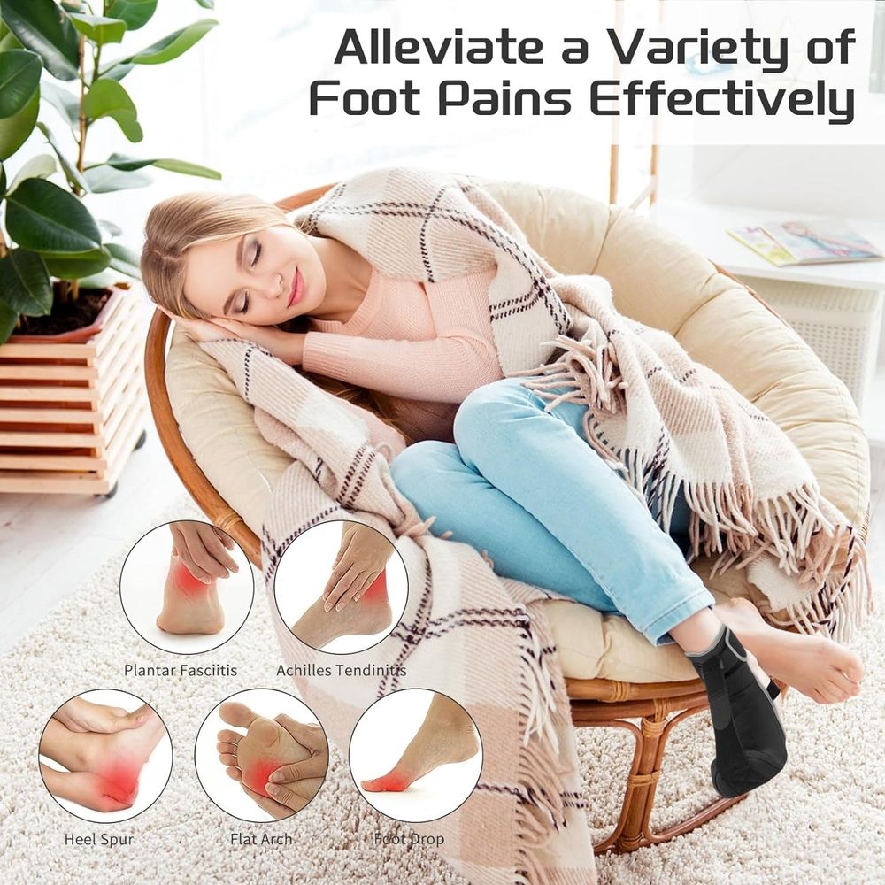 Plantar Fasciitis Night Splint Sock: Unisex Plantar Fasciitis Brace with Massage Ball for Foot Pain Relief by Plantar Fasciitis Achilles Tendonnitis Foot Drop Heel Spur Flat Arch - Medium