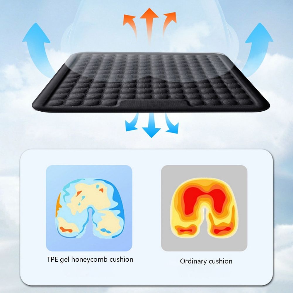 Gel Seat Cushion, 15"x15" Breathable Cooling Seat Pad, Silica Non-Deformable Hip Support Chair Cushion, Universal Summer for Indoor Outdoor, Pink