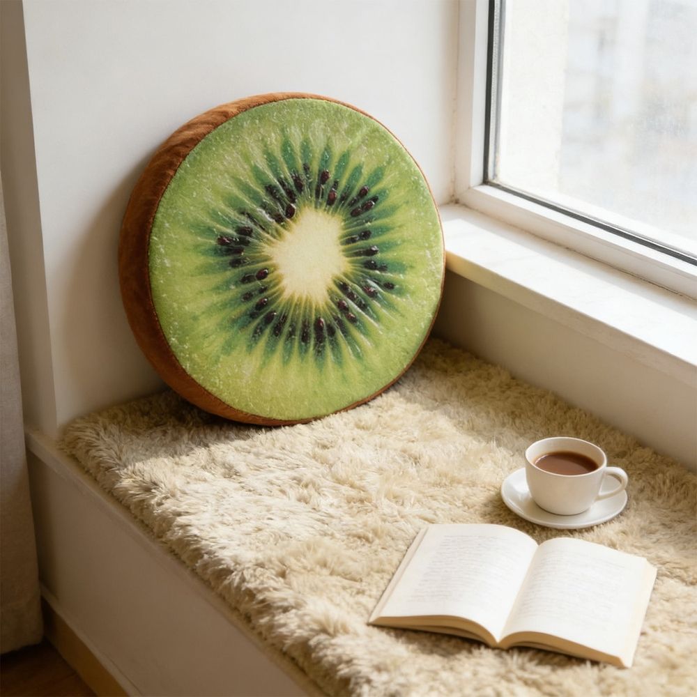 Cute Fruit Seat Cushion, 15.75x15.75x2.76in Flock Sofa Pad, Soft Decorative Floor Cushion, Comfort Home Decor for Bedroom Living Room, Hot Pink