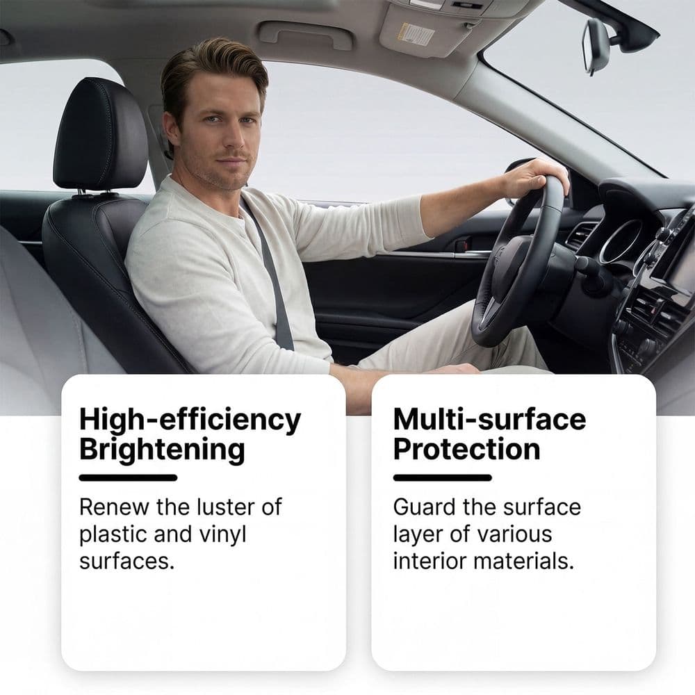 Car Interior Shine Care Spray Cleaner Dashboard Door Panels Console Vinyl Leather Gloss Restorer Stain Remover for Interior Care Home Garage SUV Sedan Truck Van No Greasy Finish Cabin Fresh Look100ml
