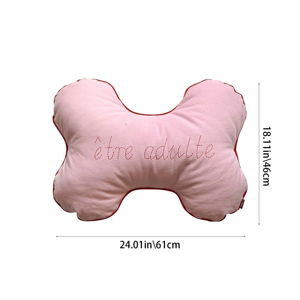 Bones Shaped Throw Pillow Embroidered Lumbar Cushion 24.01 Inch Back Support Pillow for Sofa Bedroom Office Car Seat Couch Reading Chair Home Decor Gift Soft Decorative Plush Housewarming Gift XL
