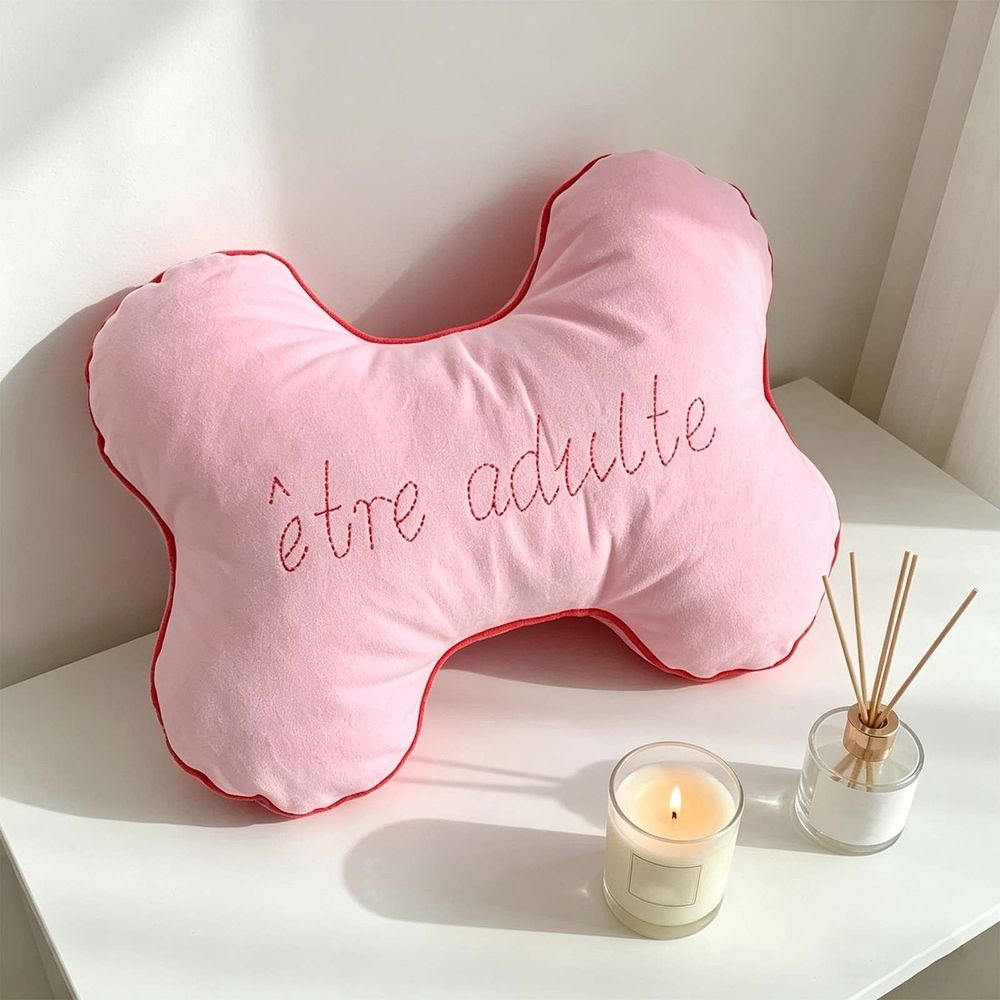 Bones Shaped Throw Pillow Embroidered Lumbar Cushion 24.01 Inch Back Support Pillow for Sofa Bedroom Office Car Seat Couch Reading Chair Home Decor Gift Soft Decorative Plush Housewarming Gift XL