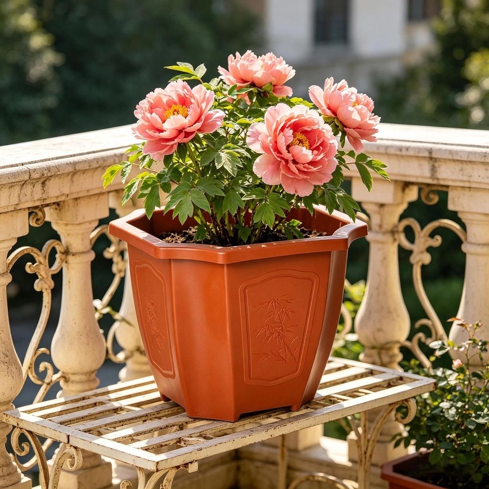 3 Pack Thickened Octagonal Flower Pots, Imitation Ceramic Plastic Planters, Decorative Plant Pots for Indoor Outdoor Garden Courtyard Home Decor