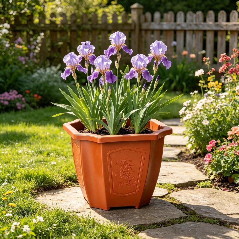 3 Pack Thickened Octagonal Flower Pots, Imitation Ceramic Plastic Planters, Decorative Plant Pots for Indoor Outdoor Garden Courtyard Home Decor